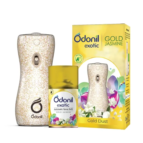 Image of DABUR Odonil Exotic Automatic Spray - 225Ml | Machine + 1 Refill | Gold Jasmine | 2X Long Lasting | 2200 Sprays Guarante