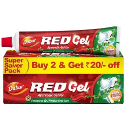 Dabur Red Gel Ayurvedic Toothpaste - 300g (150g x 2) | Reduction in Bad Breath, Plaque & Gingivitis