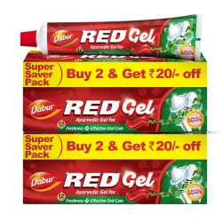 Dabur Red Gel Ayurvedic Toothpaste - 600g (150g x 4) | Reduction in Bad Breath, Plaque & Gingivitis | 