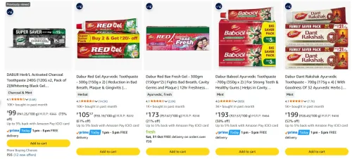 Image of Dabur Toothpaste starting at ₹99