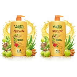Dabur Vatika Ayurvedic Shampoo - 1L | Damage Therapy | With Power of 10 ingredients for solving 10 hair problems| No Parabens | For all hair types (Pack of 2)