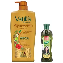 Dabur Vatika Ayurvedic Shampoo - 1L & Dabur Amla Hair Oil - 180 ml