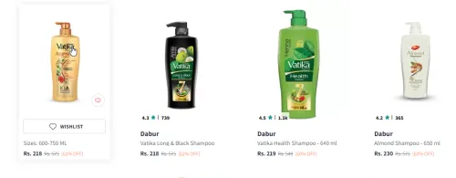 Image of Dabur Vatika Ayurvedic Shampoo Starting Price @ ₹218