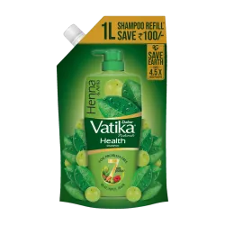 DABUR VATIKA Health Shampoo Refill Pouch | With 7 natural ingredients | Controls Frizz (1 L)