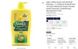 Dabur Vatika Lemon Anti-Dandruff Shampoo (1L)