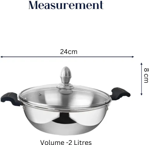 Image of DACELITE Stainless Steel Non-Stick Kadhai 24cm 2L