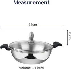 DACELITE Stainless Steel Non-Stick Kadhai 24cm 2L