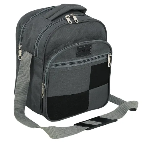 Image of DAHSHA Multi-Pocket Nylon Sling Cross Body Bag, Grey