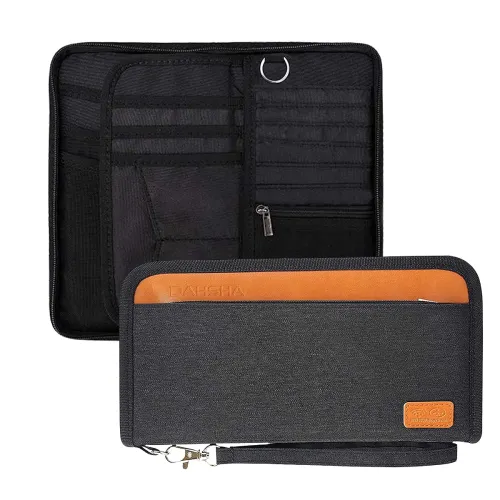 Image of DAHSHA Unisex Nylon RFID Travel Family Passport Holder Card Holder Wallet Travel