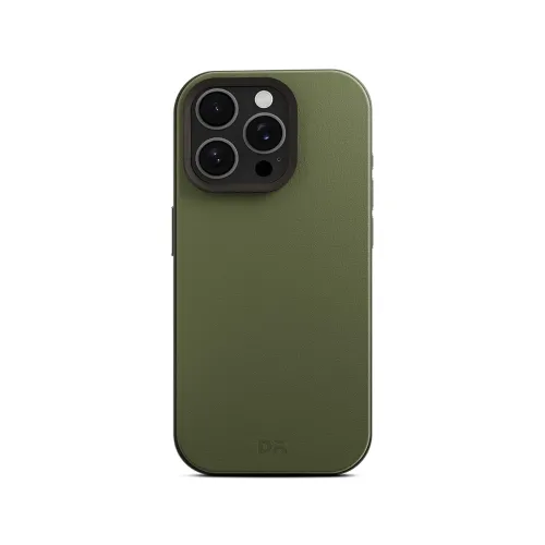 Image of DailyObjects Leatherite Case for iPhone 16 Pro Compatible with Mag-Safe Wireless Charging | Green-Olive Hybrid Magnetic 