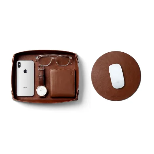 Image of DailyObjects Vegan Leather Tan Desk Tray Organiser