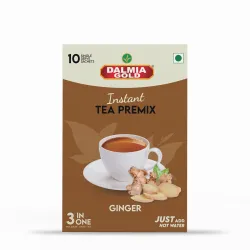 Dalmia Gold Instant Tea Premix- Ginger Flavour - Regular Sugar (14 Grams * 10 Sachets) (Makes 100 ML) | Adrak