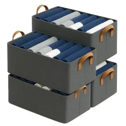 DALUCI 4 Pcs Wardrobe Organizer for Clothes – Foldable Fabric Storage Box with Metal Frame