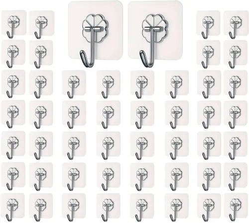 Image of DALUCI Strong Adhesive Hook Wall Door ,Sticky Hanger Holder for Kitchen Bathroom Hook 50 (Pack of 50)