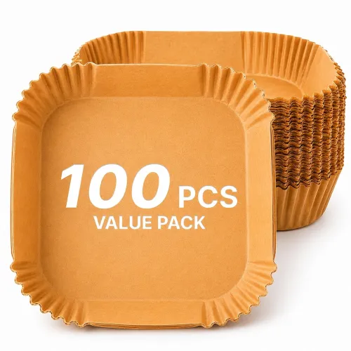 Image of DALUCI Air Fryer Paper Liners 100 PCS | Disposable Parchment Paper Sheets for Air Fryer | Oil Proof Non Stick Baking Pap