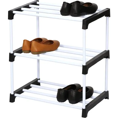 Image of DALUCI Foldable Footwear Stand (Plastic - Black, 3 Layer)