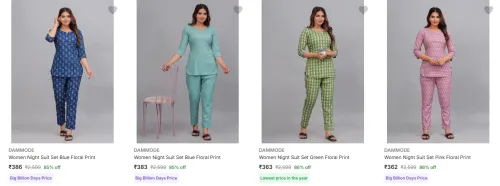 Image of Dammode Women's Night Suits upto 86% Discount