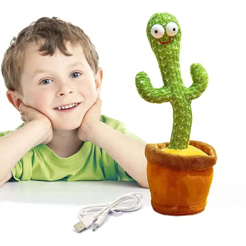 Image of Dancing Talking Cactus Toy USB Rechargeable Green Interactive Plush