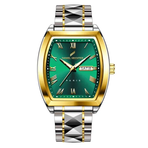 Image of Daniel Hechter Duroc Collection Luxury Watch for Men with Roman Indices, Day-Date Display and Two-Tone Studded Stainless
