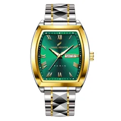 Daniel Hechter Duroc Collection Luxury Watch for Men with Roman Indices, Day-Date Display and Two-Tone Studded Stainless