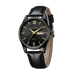 Daniel Hechter Paris Analog Quartz Watch for Men with Sunray Round Dial, Leather Strap, Day & Date Display & Water Resistant