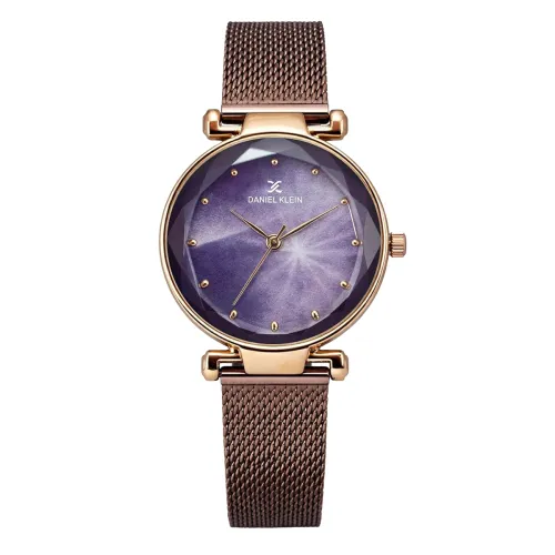 Image of Daniel Klein Analog Purple Round Dial Rose Gold Case Purple Mesh Strap