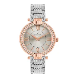 Daniel Klein Analog Silver Round Dial Silver Metal Strap Stone-Studded Water-Resistant Wrist Watch for Women Girls, Ladies DK11138-8