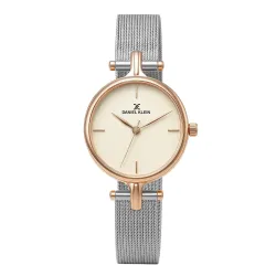 Daniel Klein Analog Silver Round Dial Rose Gold Case Silver Mesh Strap Water-Resistant Wrist Watch for Women Girls, Ladies DK11914-2