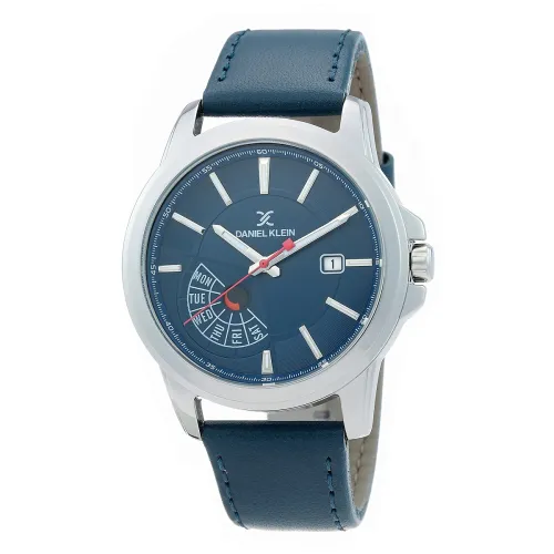 Image of DANIEL KLEIN Leather Analog Blue Dial Men's Watch-DK.1.12359-2