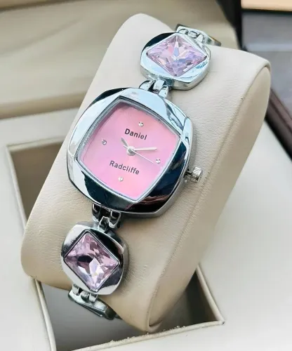 Image of Daniel Radcliffe  Women Atractive Silver Pink Color Luxury Trending Watch 