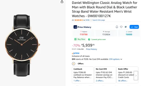 Image of Daniel Wellington Classic Analog Watch for Men