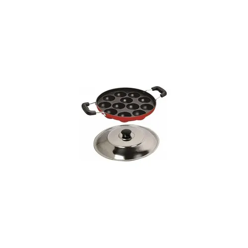 Image of DARAZ Appam Pan with Lid 1 L Capacity 22 cm Diameter Red