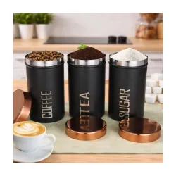 DARAZ Stainless Steel Airtight Kitchen Storage Container with Lid for Tea Coffee & Sugar, Dry Fruit Jars, Storage Box, 7