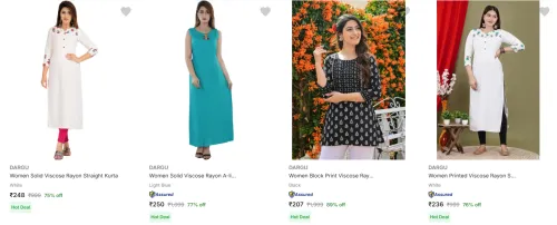 Image of Dargu Women's Kurtas at minimum 71% Discount