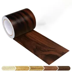 Dark Brown Colour Wood Border Wallpaper Peel and Stick Wooden Contact Paper for Countertops Border, Wall Corners Stickers and Wall Decor Waterproof Self Adhesive 4x180 Inch