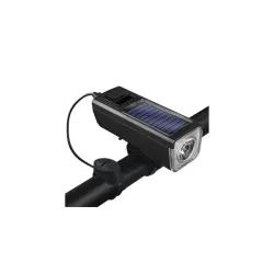 Dark Horse Solar Bicycle Light with Horn, 2000mAh, 4 Modes, USB Rechargeable (Black)
