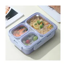 Darkpyro 3-Compartment Lavender Lunch Box with Transparent Lid Inner Steel Compartments| BPA-Free Lunch Box for Fresh Meals On-The-Go Ideal for School, Office, and Travel