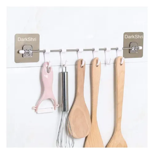 Image of DarkShri pack Of 2 Plastic Self Adhesive Kitchen Tiered Shelf Accessories Items Organizer/Kitchen Rack Stand Holder, Sta