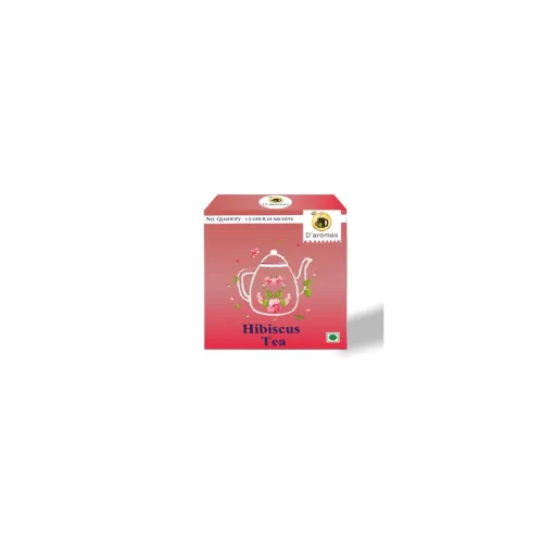 Image of D'aromas Hibiscus Tea Bags | Hibiscus Petals & Green Tea Blend | Refreshing Tangy Taste | Light Floral Aroma | 10 Tea Ba