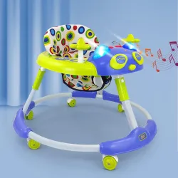 Dash Kitty Baby Walker with Music with Rotation Wheels & High Back Rest (Green)