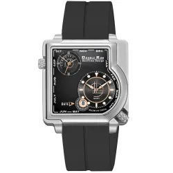 Date Display & Dual Time Silicone Analog Silver_34000