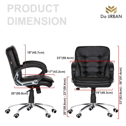 Image of Da URBAN Milford Mid Back Revolving Leatherette Ergonomic Office Chair