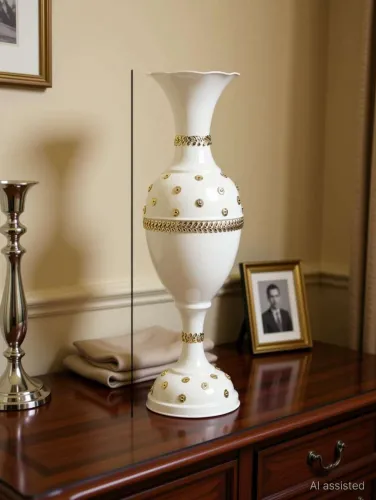 Image of DC Craft Home Decor 24-Inch Iron Floor Flower Vase - White