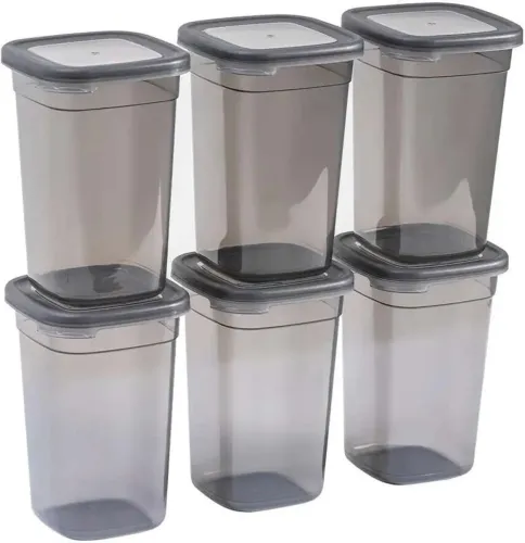 Image of DDecora Plastic Grocery Container - 1200 ml (Pack of 6, Clear)