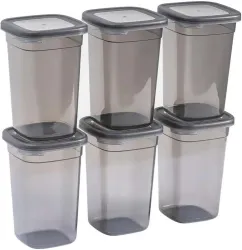 DDecora Plastic Grocery Container - 1200 ml (Pack of 6, Clear)