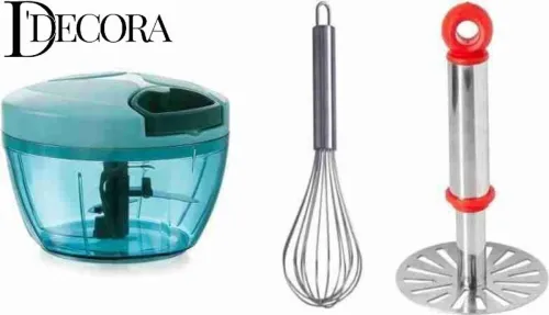 Image of DDecora Combo Of 450 ML Vegetable Chopper, Stainless-Steel Whisk and Masher Vegetable & Fruit Chopper (3)