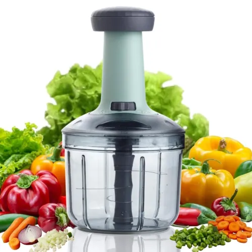 Image of DDecora Stainless Steel Manual Chopper with lid Cover (Saffron, 1000ml)