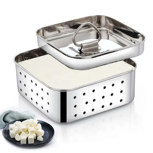Image of DDecora Stainless Steel Square Paneer Maker Mould Press, 600ml