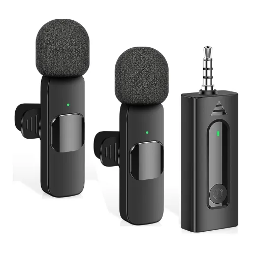 Image of DDLC K-35 Wireless Collar Mic Dual - 3.5mm Aux Jack Lavalier Microphone (2 Mics, 1 Receiver) for DSLR Cameras | YouTube 