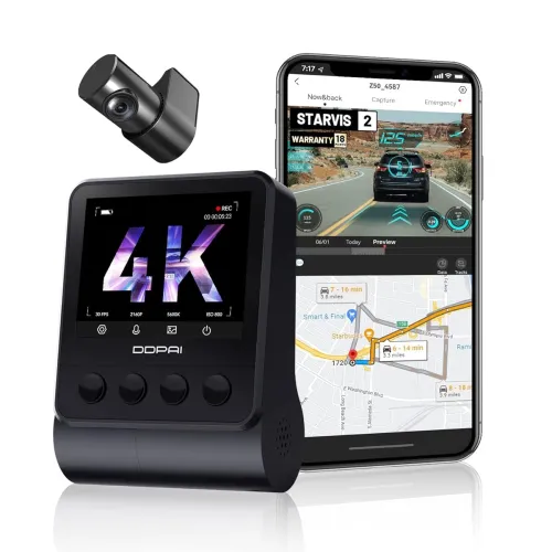 Image of DDPAI True 4K UHD Dual Dash Cam for Car Front and Rear | 8MP Front + 3MP Rear, STARVIS IMX415 Sensor, Built-in GPS, ADAS